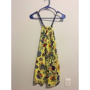 Anthropologie Floral Halter-Tie, Flowy Dress